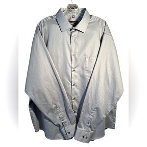 Geoffrey Beene Dress Shirt Cotton Blend Solid Gray Size 18 36/37